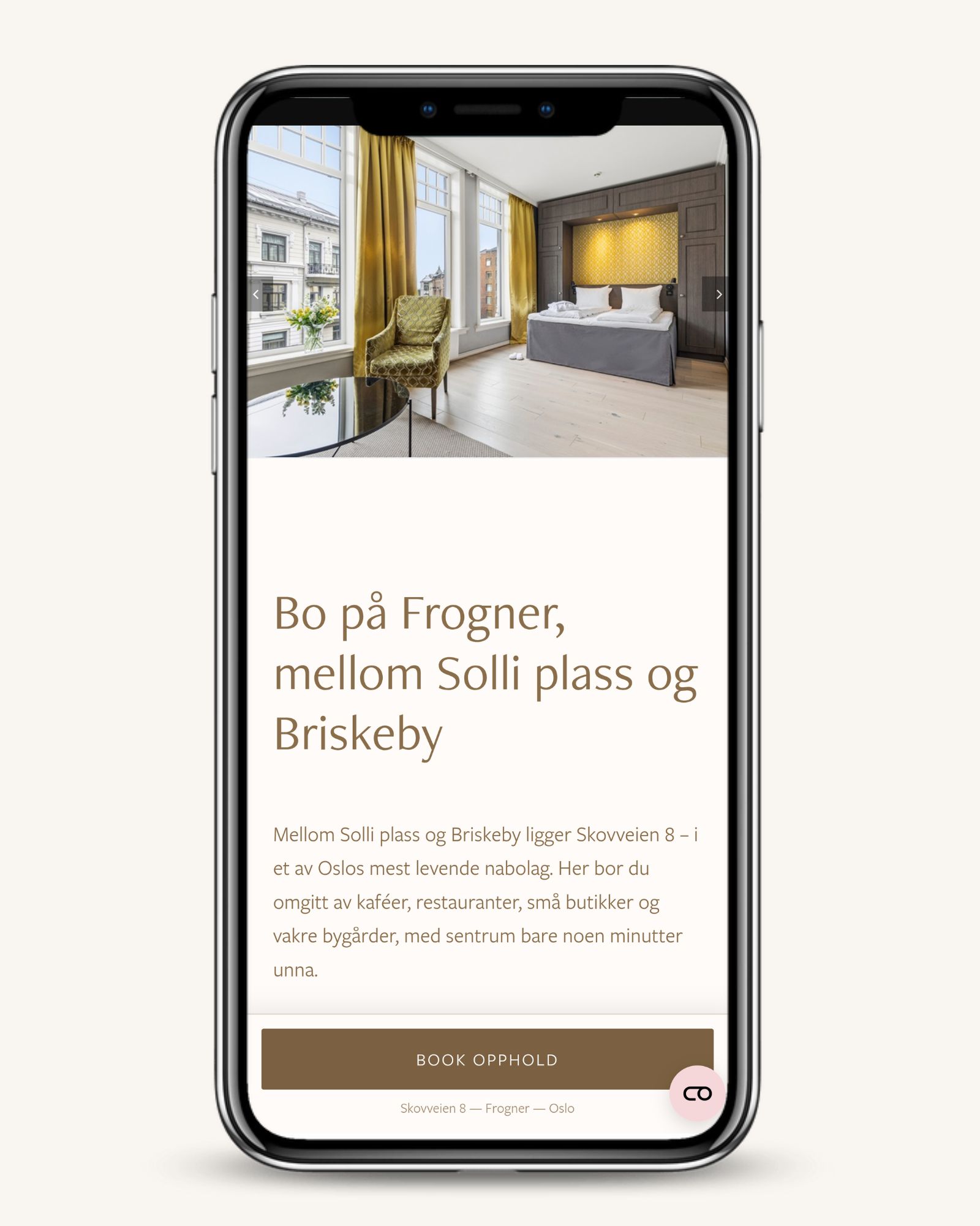Bookingopplevelsen på mobil for Frogner House